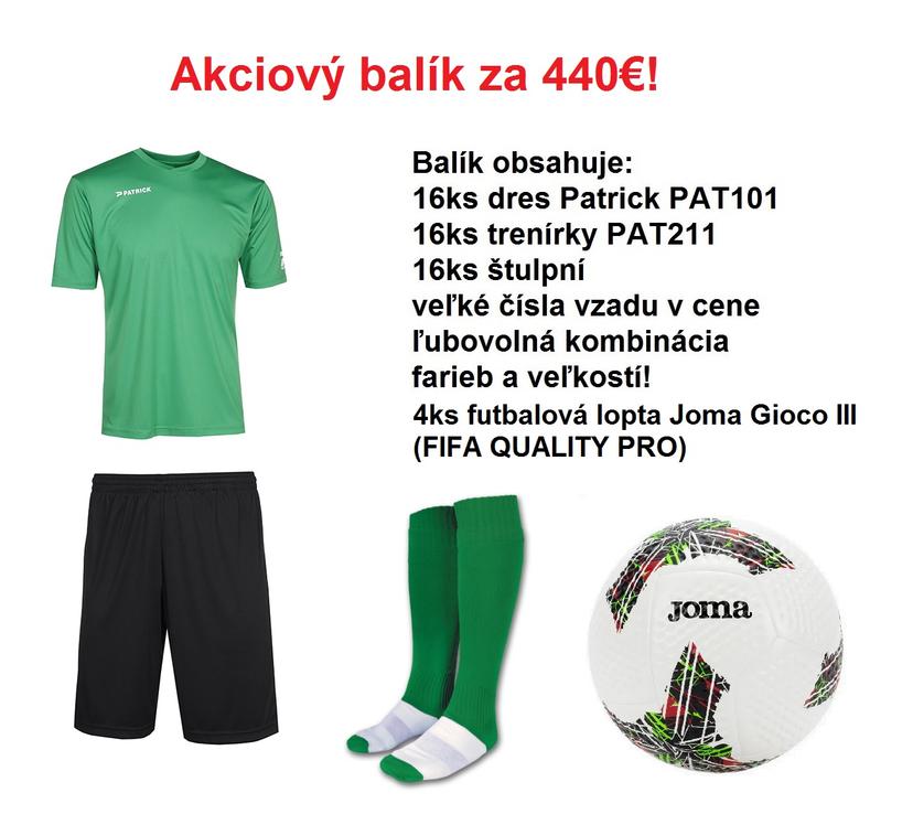 Akciový balík - 16ks Patrick dres, trenírky, štulpne a 4ks Joma Gioco lopta - PAT101_211_GIOCO_AB