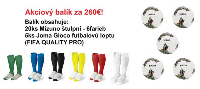 Akciový balík - 20ks Mizuno štulpne + 5ks Joma Gioco futb.lopta - AB_TRAD_GIOCO