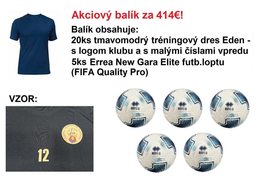 Akciový balík - 20ks tréningový dres Eden tmavomodrá + logo klubu + malé číslo vpredu + 5ks futb.lopta Errea New Gara Elite - AB_EDEN_ENG