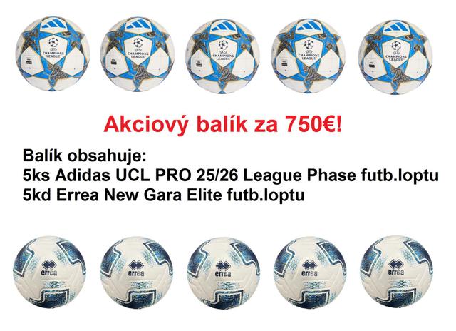 Akciový balík - 5ks Adidas UCL PRO 25/26 League Phase futb.lopta + 5ks Errea New Gara futb.lopta + 1ks vak na lopty grátis! - JD0188_ENG_AB