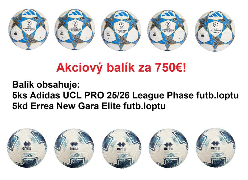 Akciový balík - 5ks Adidas UCL PRO 25/26 League Phase futb.lopta + 5ks Errea New Gara futb.lopta + 1ks vak na lopty grátis! - JD0188_ENG_AB