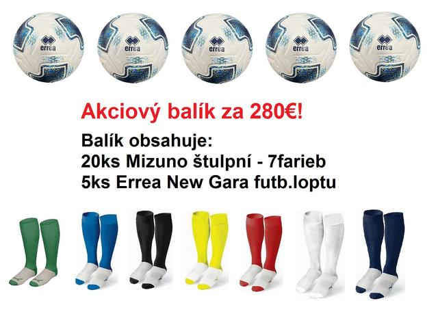 Akciový balík - 20ks Mizuno štulpne + 5ks Errea New Gara futb.lopta - AB_Mizuno_New Gara