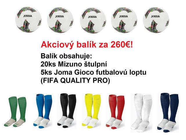 Akciový balík - 20ks Mizuno štulpne + 5ks Joma Gioco futb.lopta - AB_TRAD_GIOCO