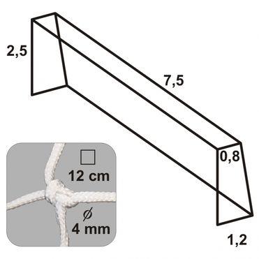 Futbalová sieť 7,5x2,5x0,8x1,2/12/4mm - sietpr