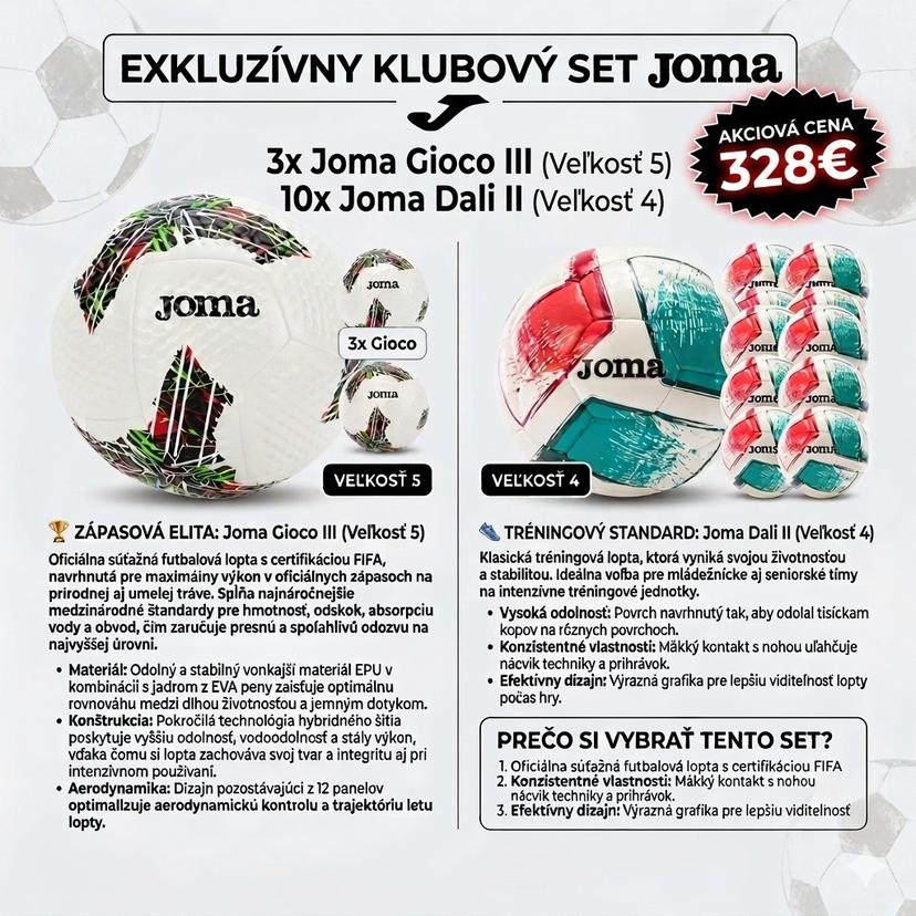 Lopty JOMA sada 3x JOMA GIOCO III veľ.5 a 10x JOMA DALI II veľ.4 - JGIODAL