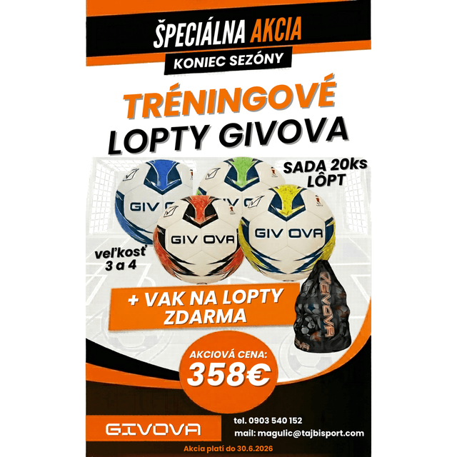 Sada 20ks lôpt Givova + vak na lopty zdarma Tajbisport - lgks3
