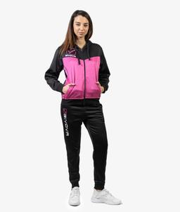 TUTA VISA MELANGE CON CAPPUCCIO POLARFLEECE ROSA FLUO/NERO - TR018P-6010-M