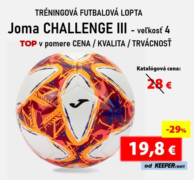 TRÉNINGOVÁ FUTBALOVÁ LOPTA   Joma CHALLENGE III - veľkosť 4 - TOP v pomere CENA / KVALITA / TRVÁCNOSŤ - 4-401484