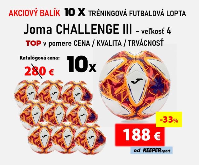 AKCIOVÝ BALÍK  10 X TRÉNINGOVÁ FUTBALOVÁ LOPTA   Joma CHALLENGE III - veľkosť 4  - 4-10-401484