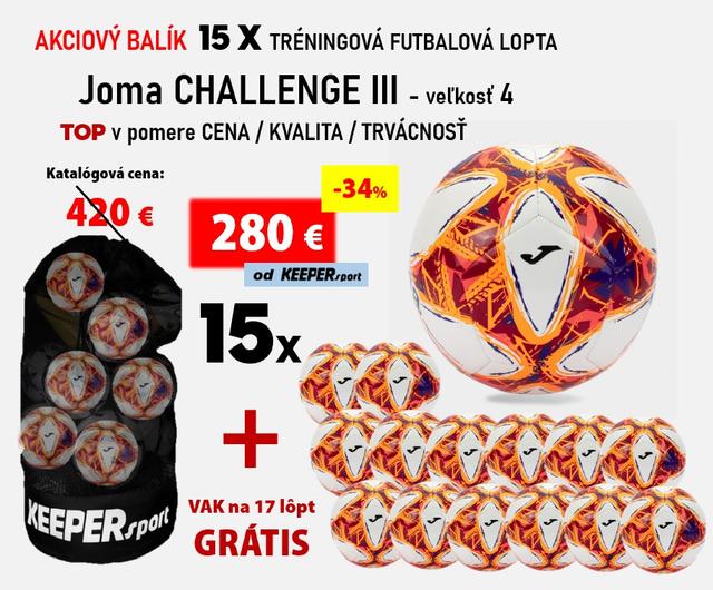 AKCIOVÝ BALÍK  15 X TRÉNINGOVÁ FUTBALOVÁ LOPTA   Joma CHALLENGE III - veľkosť 4 - 4-15-401484