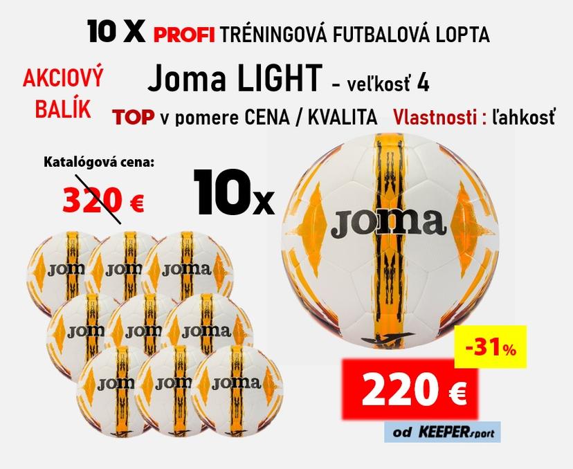 10 X PROFI TRÉNINGOVÁ FUTBALOVÁ LOPTA Joma LIGHT - veľkosť 4 - 10x light - 4