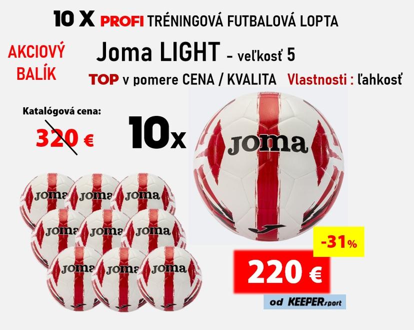 10 X PROFI TRÉNINGOVÁ FUTBALOVÁ LOPTA Joma LIGHT - veľkosť 5 - 10x light - č - 5