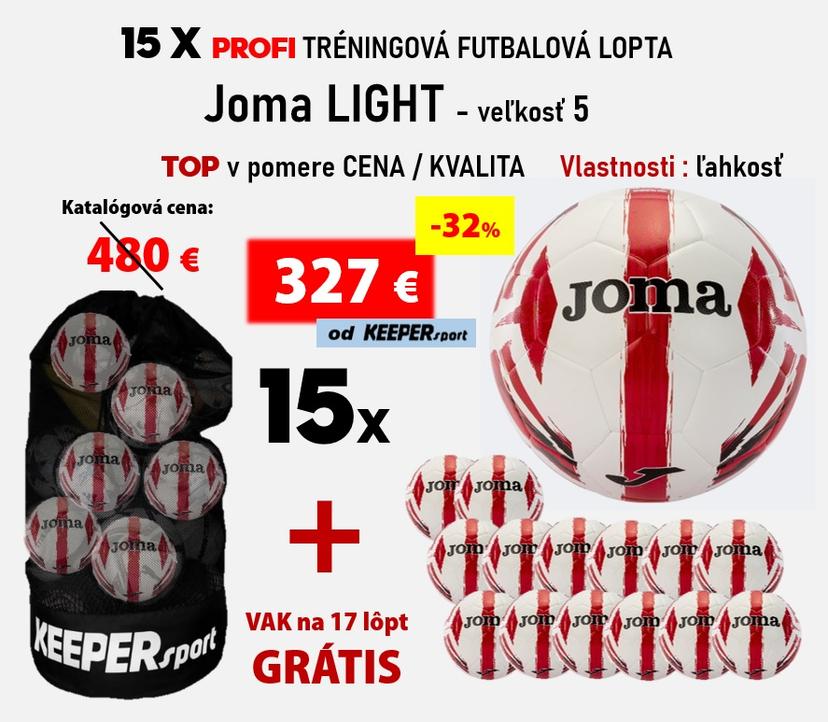 15 X PROFI TRÉNINGOVÁ FUTBALOVÁ LOPTA Joma LIGHT - veľkosť 5 - 15x light - č - 5