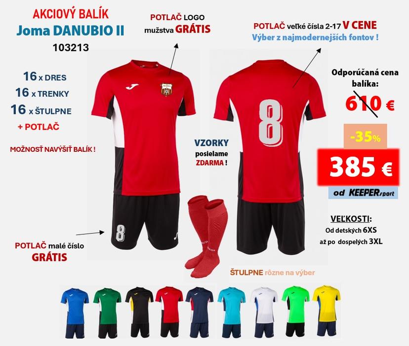 Akciový BALÍK  hráčske sety  Joma DANUBIO II + potlač  - b - 103213