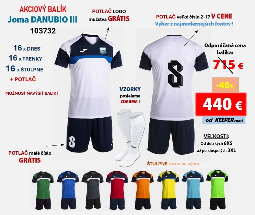 AKCIOVÝ BALÍK hráčskych setov JOMA DANUBIO III + potlač - b - 103732
