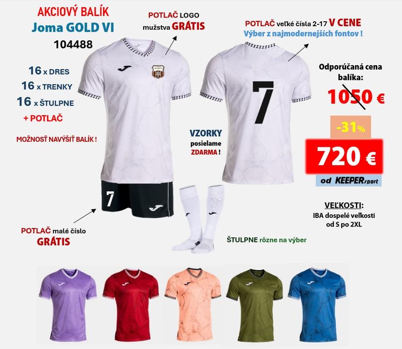 AKCIOVÝ BALÍK hráčskych setov JOMA GOLD VI + potlač - b - 104488