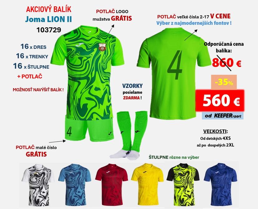 AKCIOVÝ BALÍK hráčskych setov JOMA LION II + potlač - b - 103729