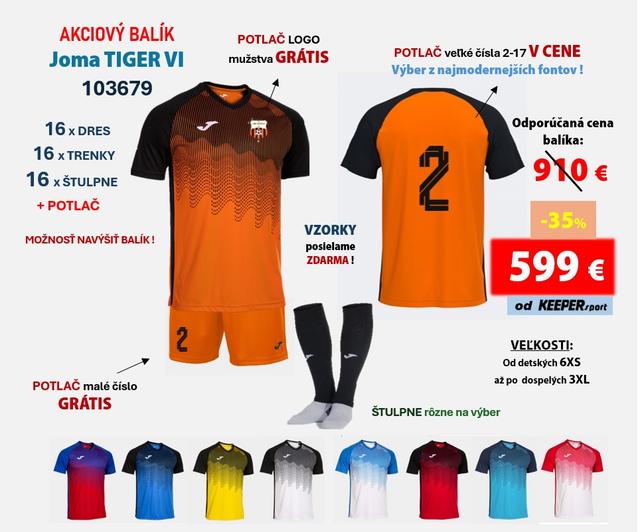 AKCIOVÝ BALÍK Joma TIGER VI + potlač - b - 10367