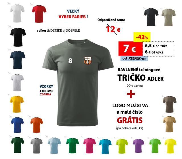 Tréningové tričko ADLER - 100% bavlna + LOGO mužstva a malé číslo GRÁTIS - tr-adler