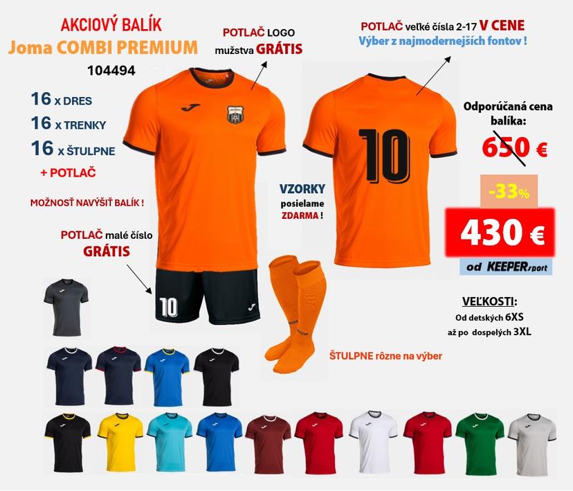 AKCIOVÝ BALÍK hráčskych setov JOMA COMBI PREMIUM + potlač  - 104494