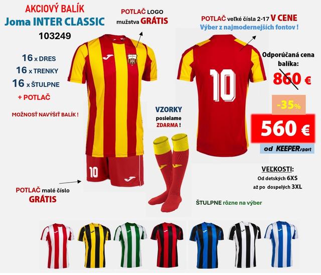 Akciový balík hráčskych setov JOMA INTER CLASSIC + potlač - 103249