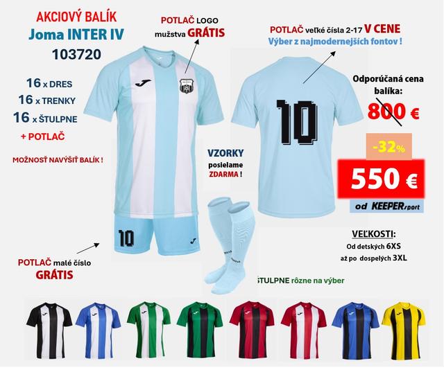AKCIOVÝ BALÍK hráčskych setov JOMA INTER IV + potlač - 103720 