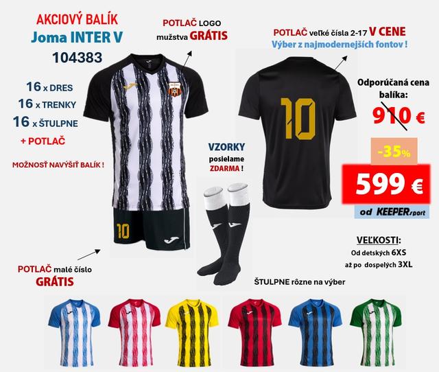 Akciový balík hráčskych setov JOMA INTER V + potlač - 104383