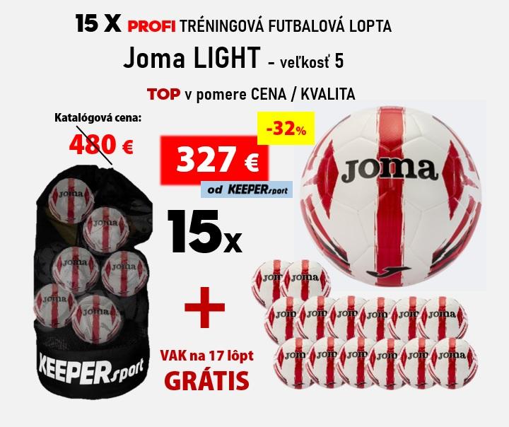 15 X PROFI TRÉNINGOVÁ FUTBALOVÁ LOPTA Joma LIGHT - veľkosť 5 - 15x light - č - 5