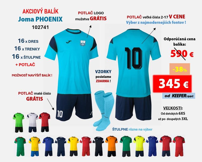 Akciový BALÍK hráčske sety  Joma PHOENIX +  potlač - b -102741