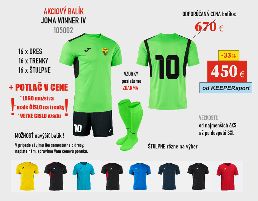 AKCIOVÝ BALÍK Joma WINNER IV 105002 + potlač - 105002 - balík