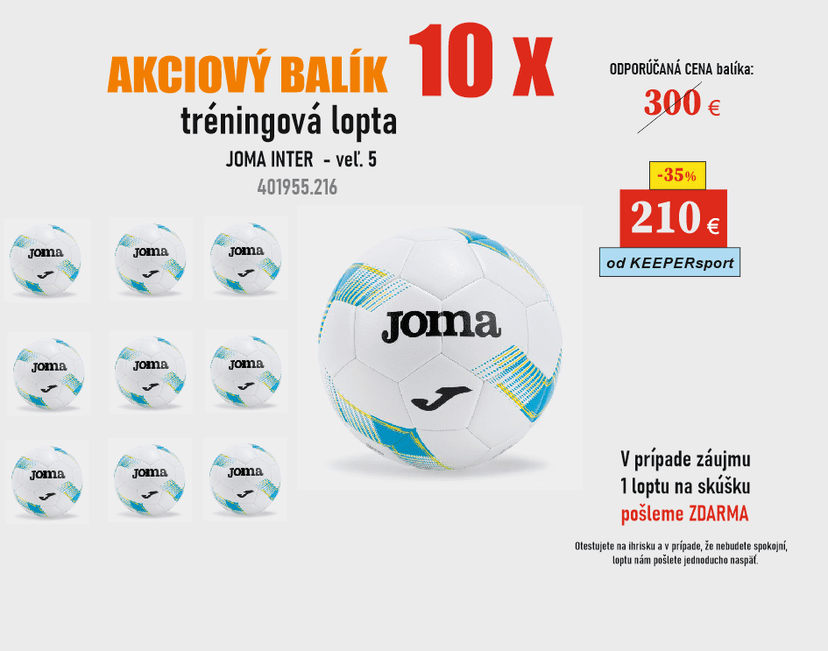 AKCIOVÝ BALÍK - 10 x TRÉNINGOVÁ lopta JOMA INTER - 401955.216 - INTER -  5 - 10x