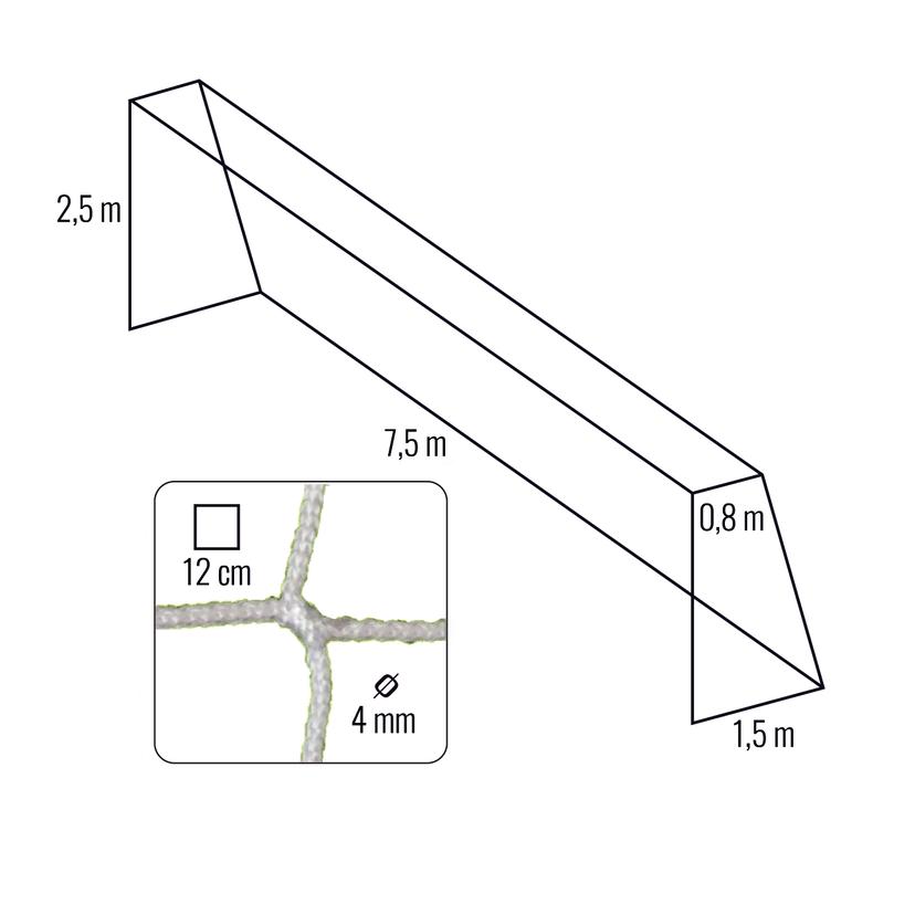 Sieť na bránku 7,5 / 2,5 / 0,8 / 1,5m (4mm) - VH0027-7.5 x 2.5 x 0.8 x 1.5m