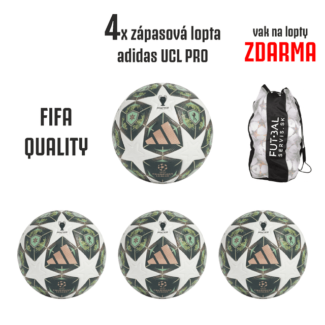 AKCIA! 4x zápasová lopta adidas UCL PRO+vak ZDARMA! - JH1279-4