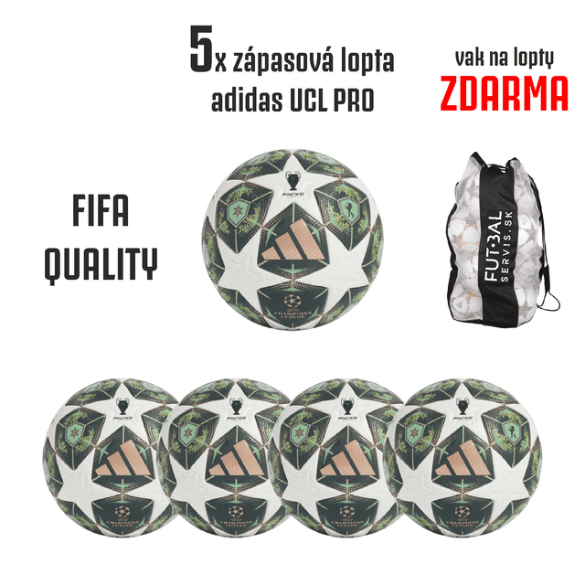 AKCIA!5x zápasová lopta adidas UCL PRO+vak ZDARMA! - JH1279-sada5