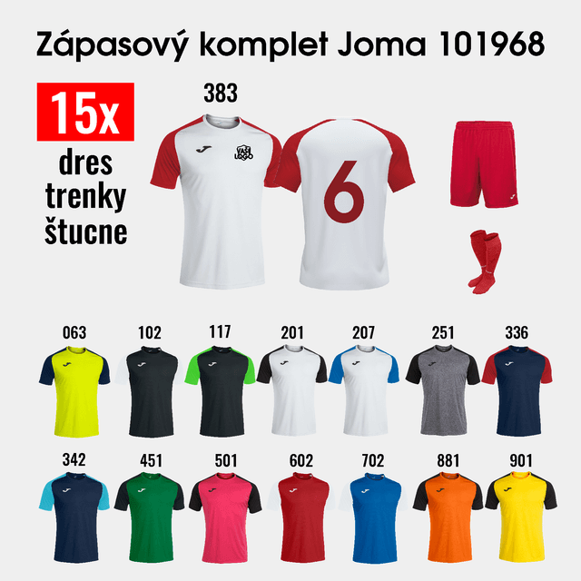 AKCIA! 15x zápasový komplet Joma 101968 s potlačou - 101968-sad