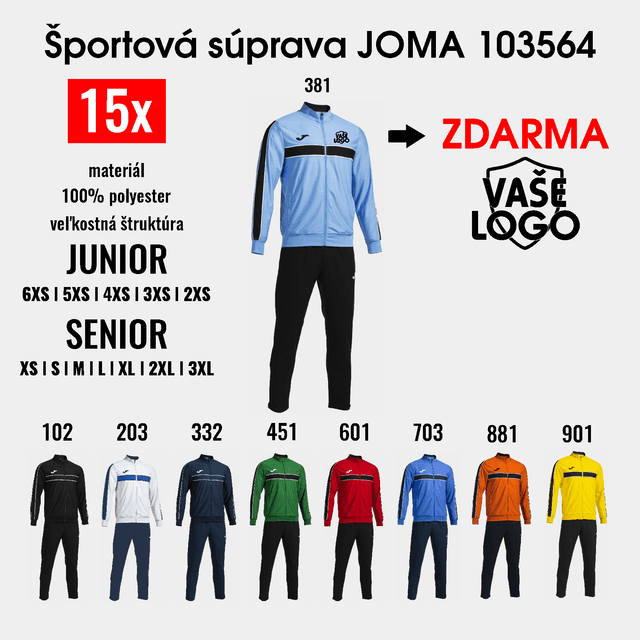 AKCIA!15x súprava Joma 103564 s potlačou - 103564-sada