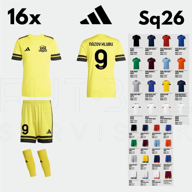 Zápasová sada adidas SQUADRA26 JSY s potlačou 16ks - SQ26JSY-jr