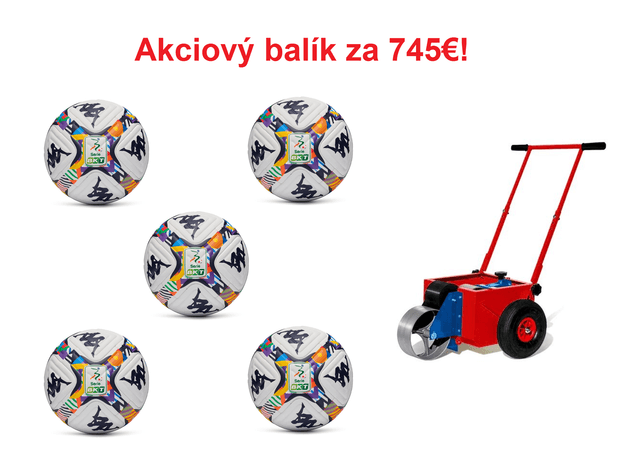 Akciový balík: futbalová lopta Kappa KOMBAT - 5ks + latexová lajnovačka - AB_KAPPA_VINEX