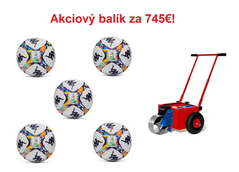 Akciový balík: futbalová lopta Kappa KOMBAT - 5ks + latexová lajnovačka - AB_KAPPA_VINEX
