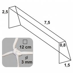 Sieť - 7,5x2,5m, 0,8x1,5m, 3 mm, uzlová - miez2