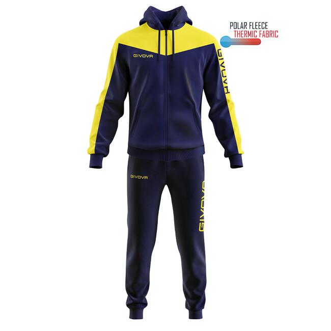 TUTA ROMA CON CAPPUCCIO POLARFLEECE BLU/GIALLO - TT013-0407-L