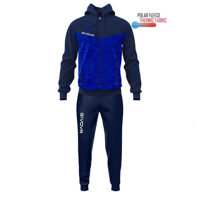 TUTA VISA MELANGE CON CAPPUCCIO POLARFLEECE BLU/AZZURRO MELANGE - TR018P-0446-M