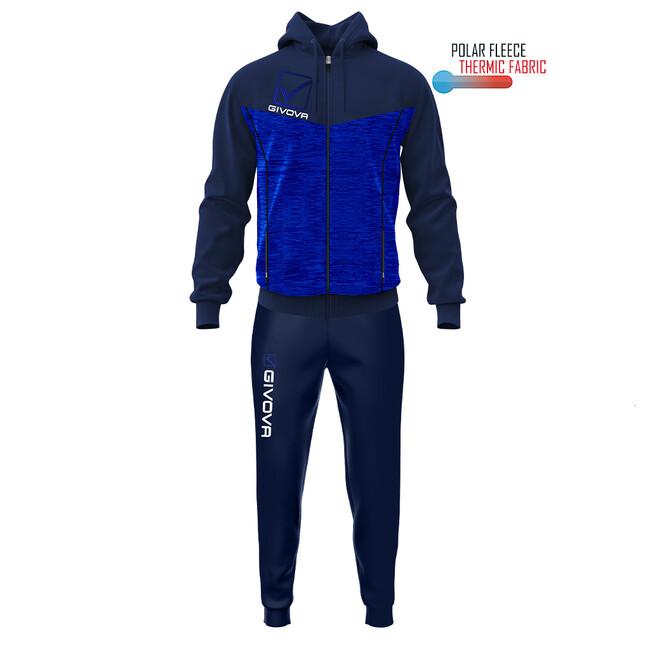 TUTA VISA MELANGE CON CAPPUCCIO POLARFLEECE BLU/AZZURRO MELANGE - TR018P-0446-M