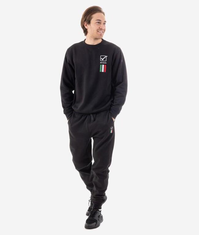 TUTA ITALIA 100 UOMO IN FELPA NERO - LIM01-0010-XL