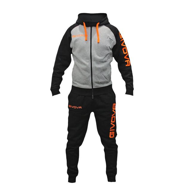 TUTA SUPER KING FELPA GRIGIO MEL.CHIARO/ARANCIO FLUO - LF33-4328-XL