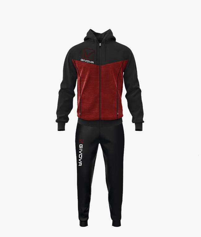 TUTA VISA MELANGE CON CAPPUCCIO POLARFLEECE GRANATA/NERO - TR018P-0810-XL