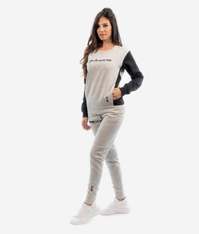 TUTA DONNA 102 G/COLLO CON TASCHE IN FELPA GRIGIO CHIARO/NERO - LFD03-2710-M