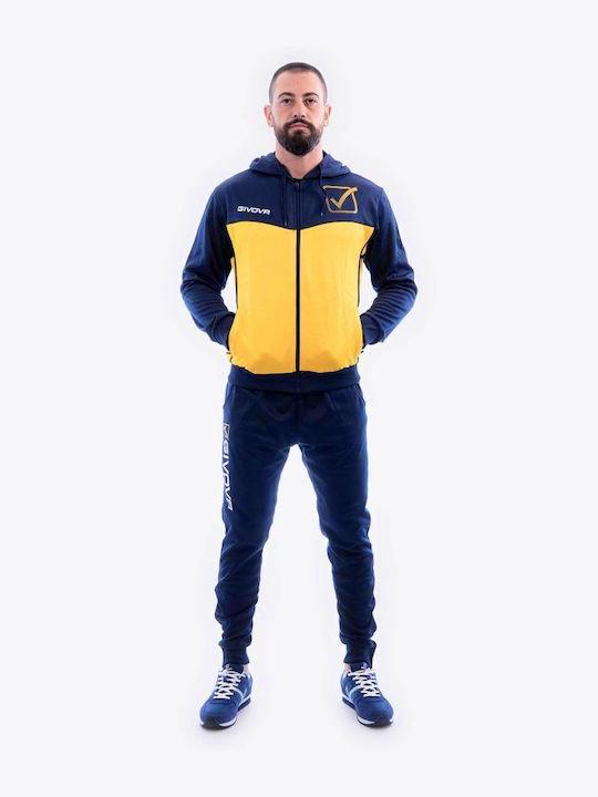 TUTA VISA MELANGE CON CAPPUCCIO POLARFLEECE BLU/GIALLO MELANGE - TR018P-0456-L