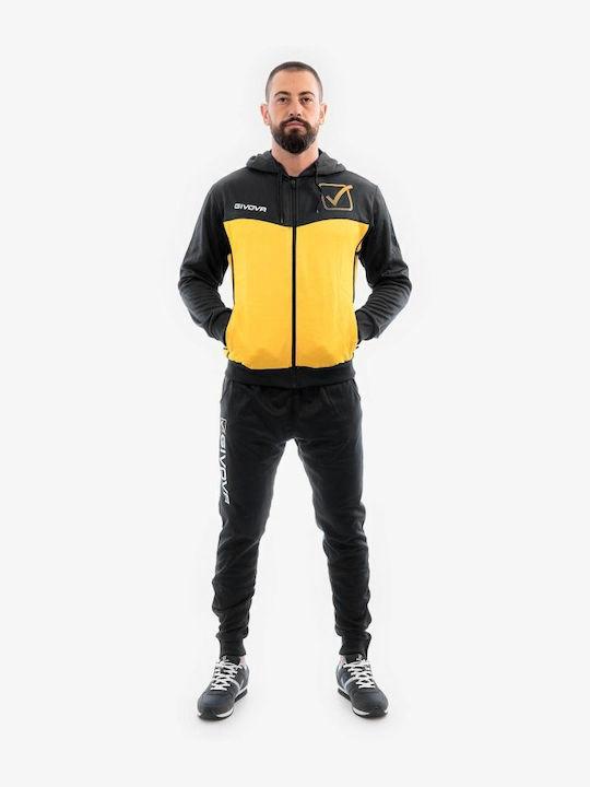 TUTA VISA MELANGE CON CAPPUCCIO POLARFLEECE NERO/GIALLO MELANGE - TR018P-1056-L