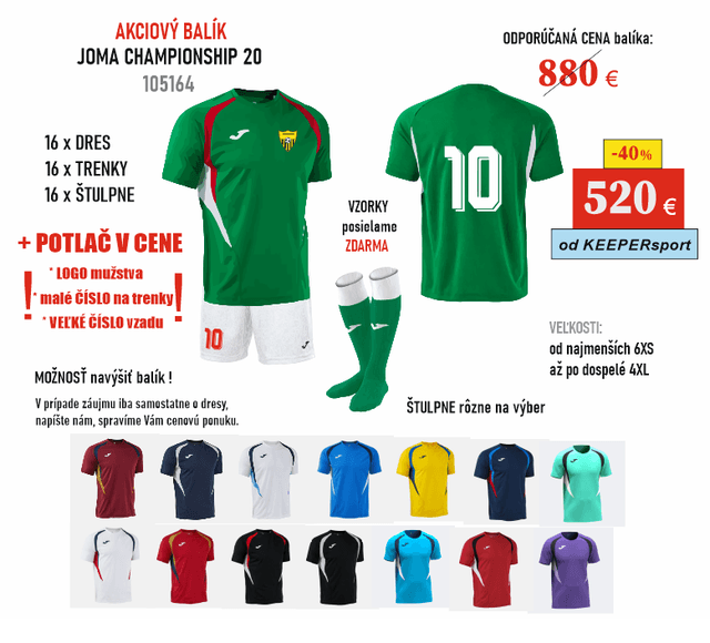 AKCIOVÝ BALÍK Joma CHAMPIONSHIP 20 - 105164 + potlač - 105164 - balík